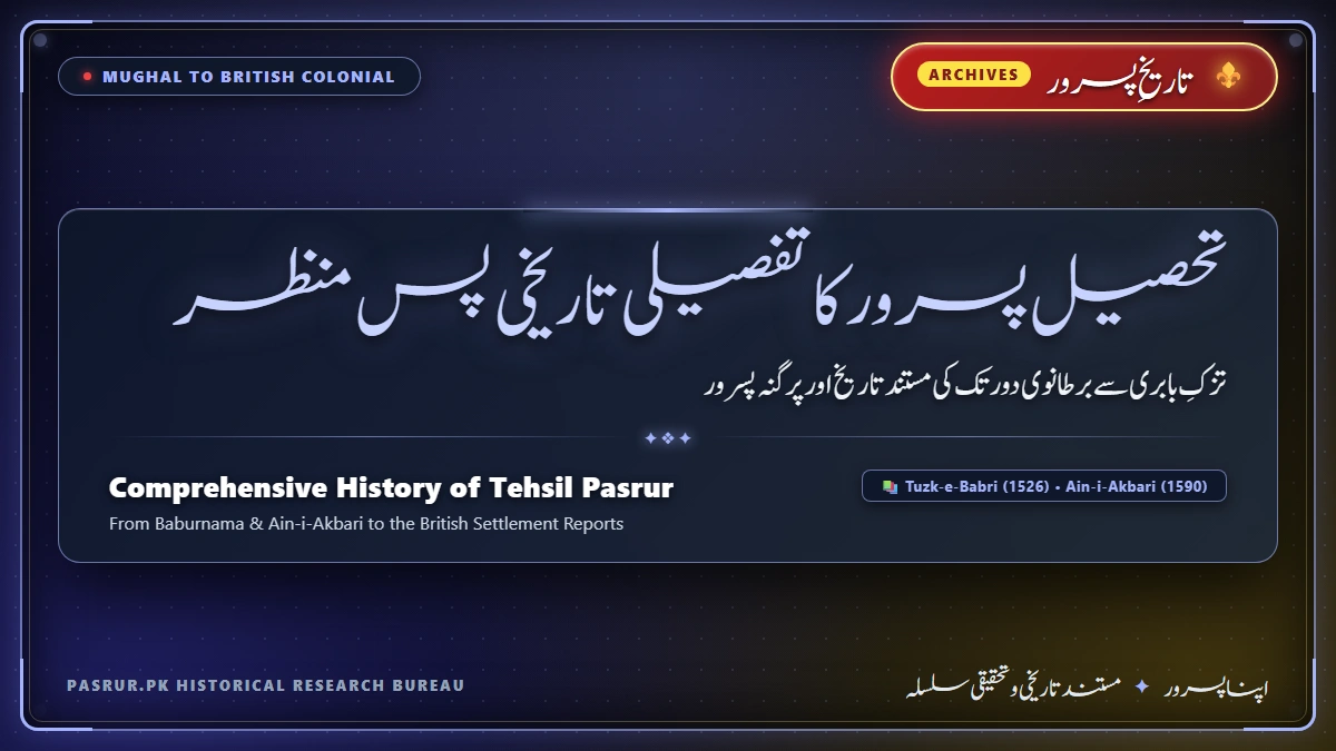 تحصیل پسرور کا تفصیلی تاریخی پس منظر: تزکِ بابری سے برطانوی دور تک کی مستند تاریخ