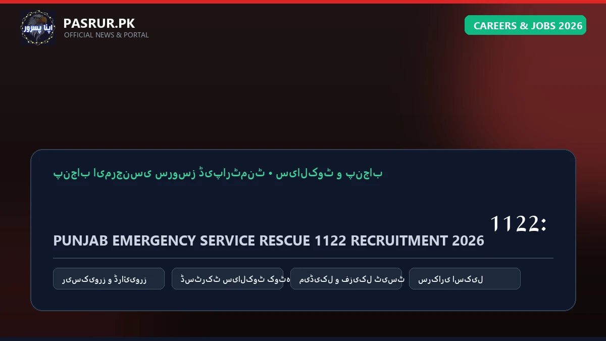 پنجاب ایمرجنسی سروس ریسکیو 1122: ای ایم ٹی اور فائر ریسکیورز کی بھرتی