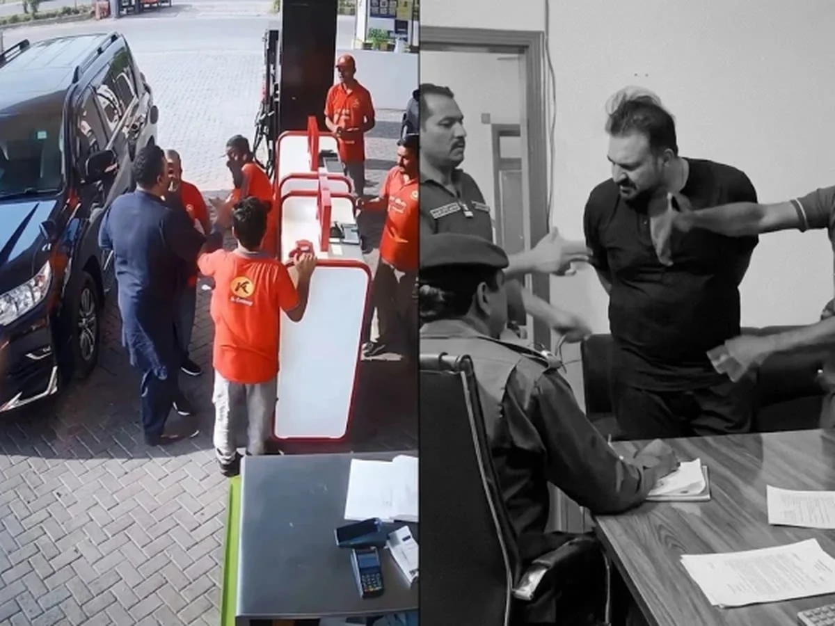 پٹرول پمپ ملازم پر تشدد کرنے والے ملزم کو تھانے میں تھپڑ مارنے کی ویڈیو سامنے آگئی